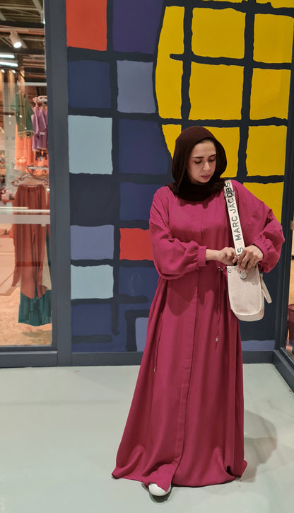 French Linen Dress - Dark Fuchsia