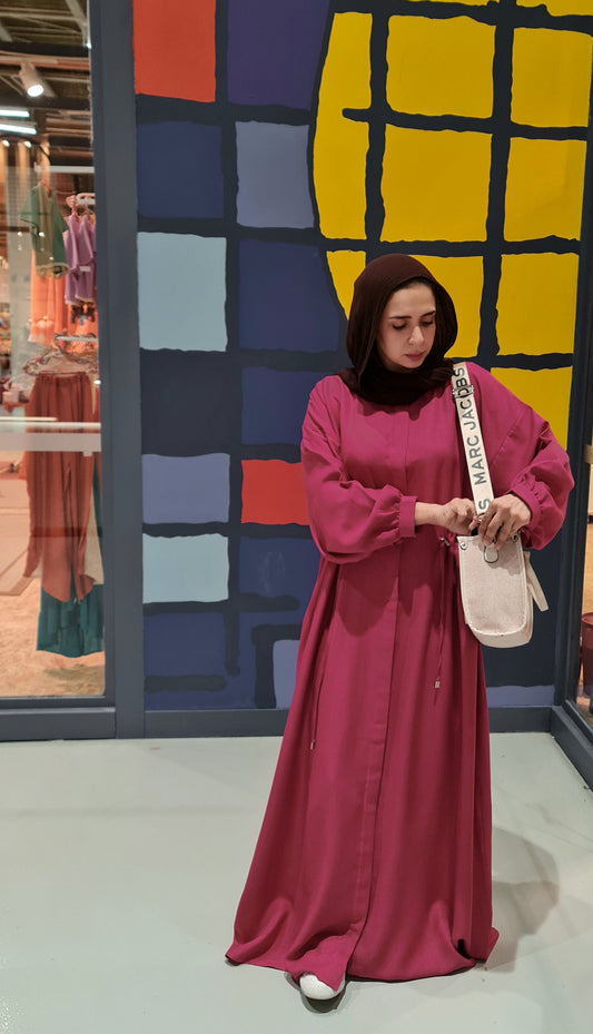 French Linen Dress - Dark Fuchsia