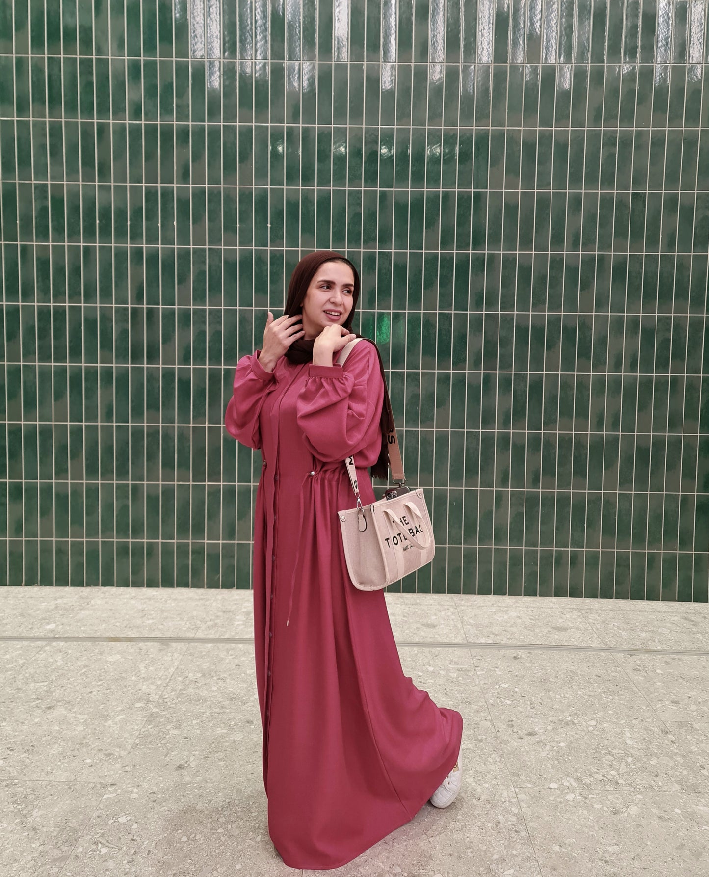 French Linen Dress - Dark Fuchsia