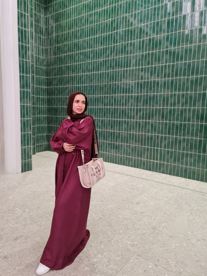 French Linen Dress - Purple