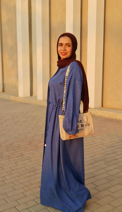 French Linen Dress - Blue